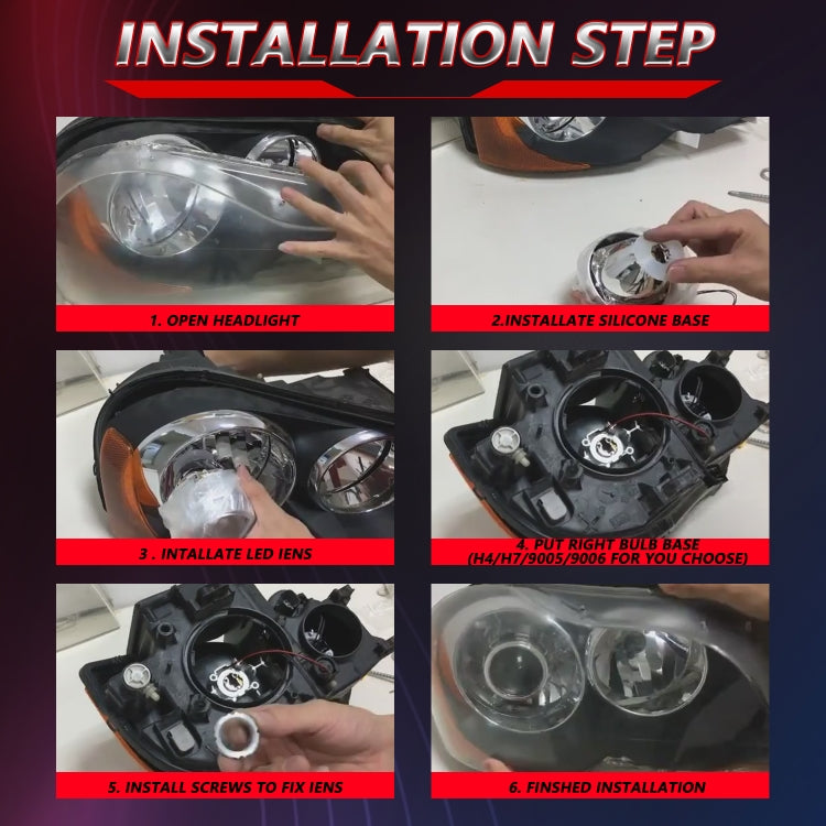 T01 1 Pair 3 inch Car Bifocal LED Lens Headlight, Left Driving (Black) - LED Headlamps by buy2fix | Online Shopping UK | buy2fix