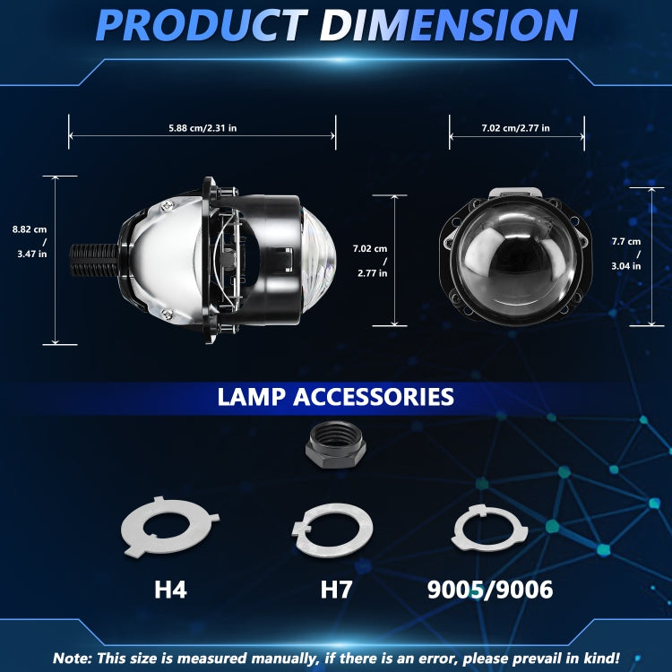 T02 1 Pair 2.5 inch Car Bifocal LED Lens Headlight, Left Driving(Black) - LED Headlamps by buy2fix | Online Shopping UK | buy2fix