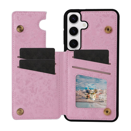 For Samsung Galaxy S25 5G Printed Double Buckle RFID Anti-theft Phone Case(Pastoral Rose) by buy2fix