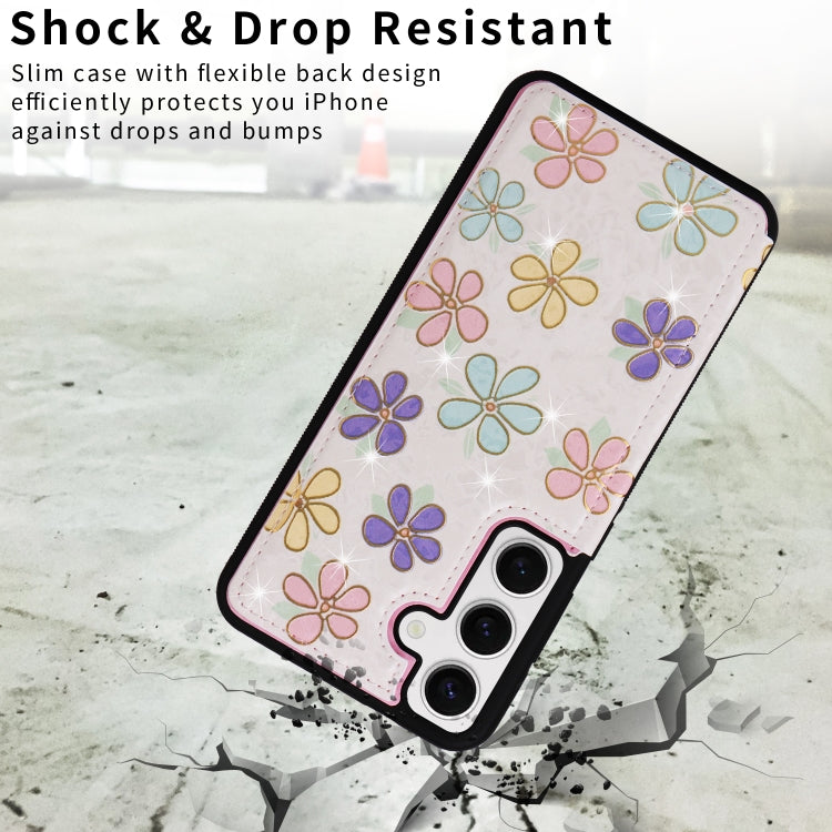 For Samsung Galaxy S25 5G Printed Double Buckle RFID Anti-theft Phone Case(Blossoming Flowers) by buy2fix