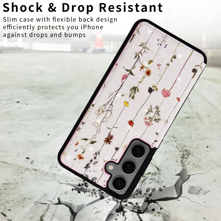 For Samsung Galaxy S25+ 5G Printed Double Buckle RFID Anti-theft Phone Case(Dried Flower World) by buy2fix