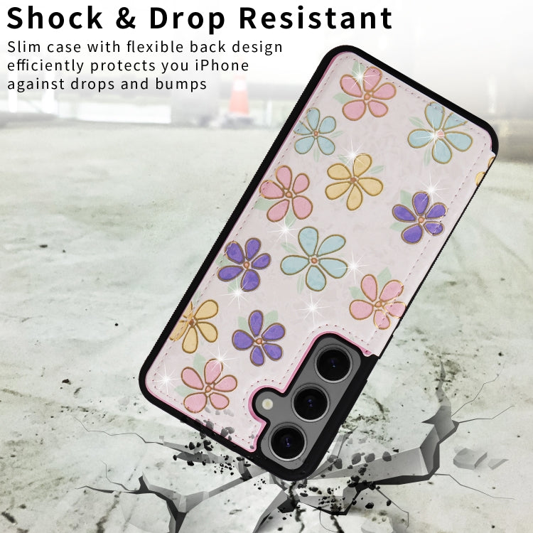 For Samsung Galaxy S25+ 5G Printed Double Buckle RFID Anti-theft Phone Case(Blossoming Flowers) by buy2fix