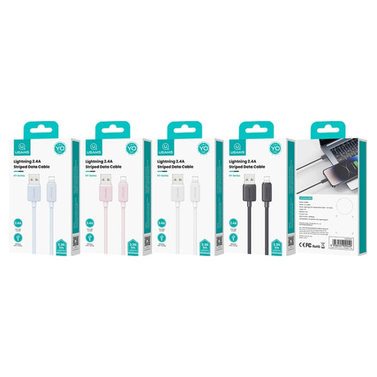 USAMS US-SJ699 USB to 8 Pin 2.4A Striped Fast Charge Data Cable, Length:3m(Black) by USAMS