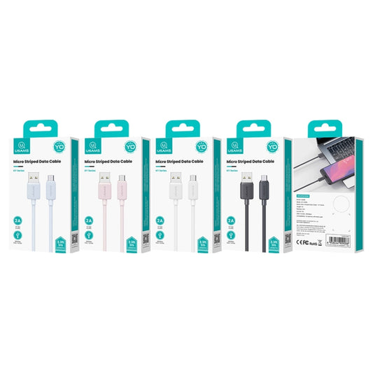 USAMS US-SJ690 USB to Micro USB 2A Striped Fast Charge Data Cable, Length:1m(Black) by USAMS