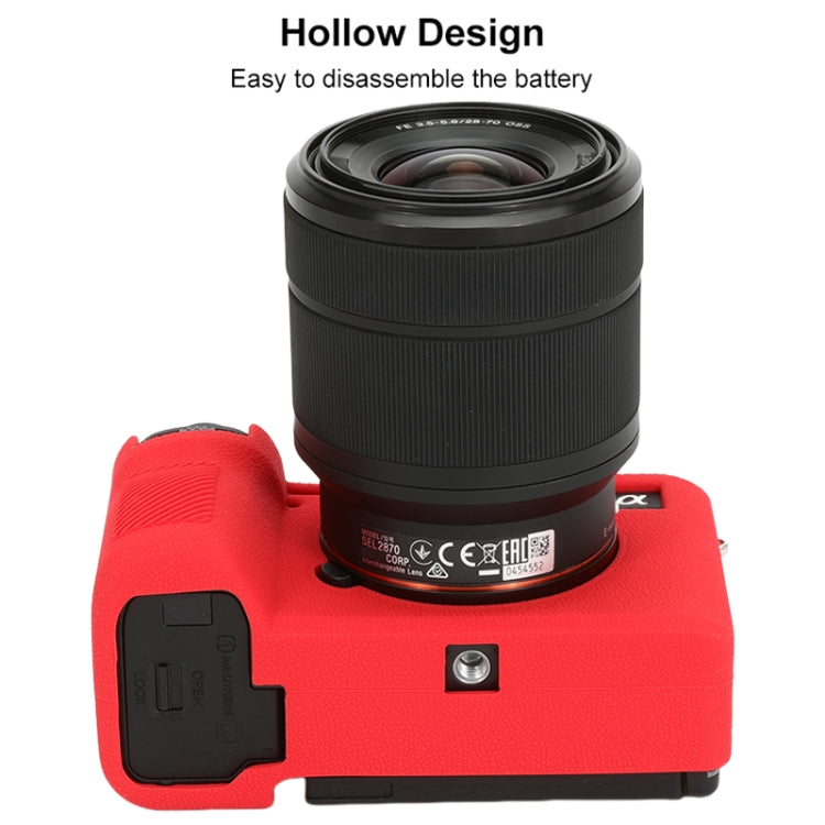 For Sony ILCE-7CM2 / A7C II / A7CR Litchi Texture Soft Silicone Protective Case(Red) by buy2fix