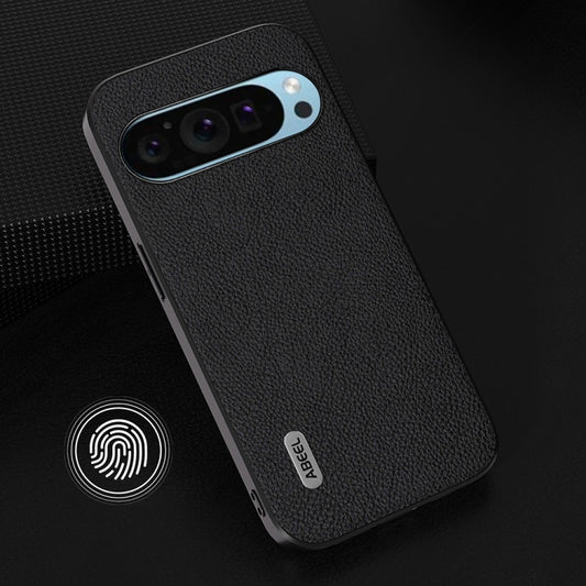 For Google Pixel 9 ABEEL Genuine Leather + PC Litchi Texture Phone Case(Black) by buy2fix