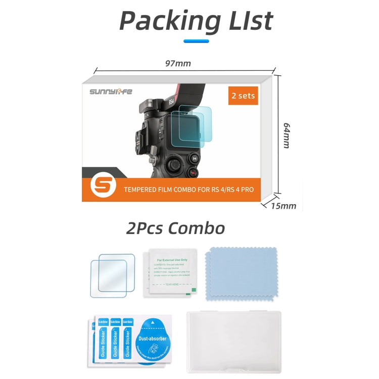 For DJI RS 4/RS 4 Pro/RS 3/RS 3 Pro Sunnylife 2pcs Screen Explosion proof Tempered Glass Film by Sunnylife