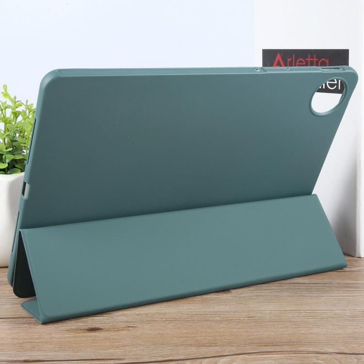 For Huawei MatePad Pro 11 2022/2024 Tri-fold Silicone Leather Tablet Case(Dark Green) by buy2fix