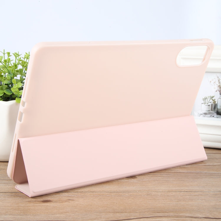 For Huawei MatePad SE 11 2024 Tri-fold Silicone Leather Tablet Case(Pink) by buy2fix