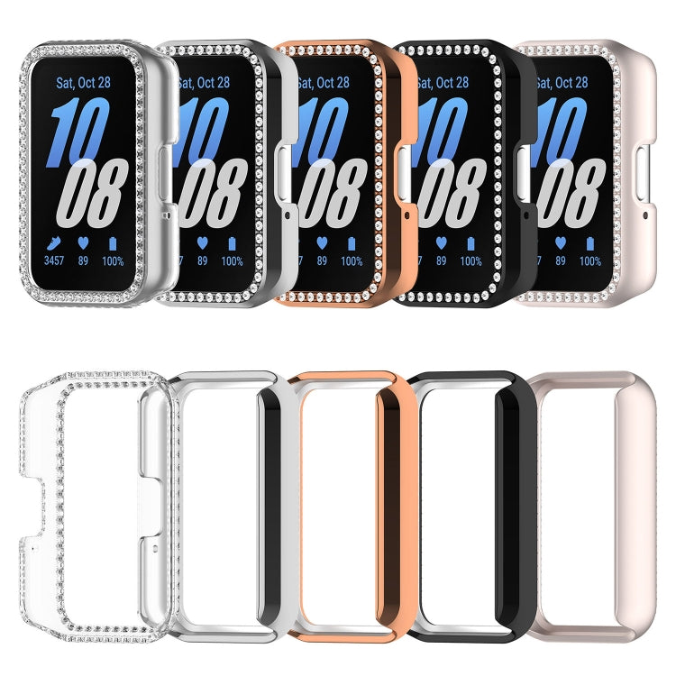 For Samsung Galaxy Fit 3 Diamond Half Pack Hollow PC Watch Protective Case(Black) - Watch Cases by buy2fix | Online Shopping UK | buy2fix
