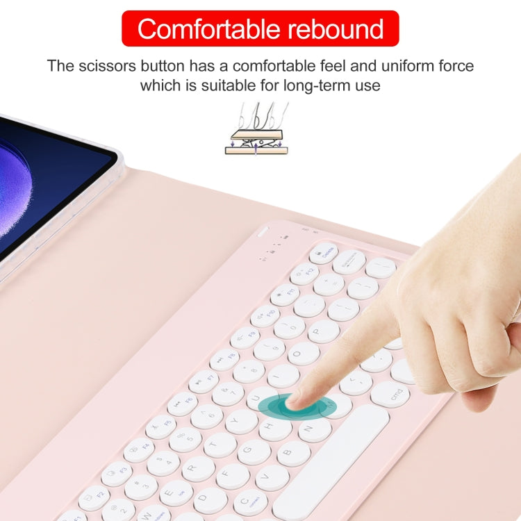 For Xiaomi Pad 6 Round Button Bluetooth Keyboard Rotatable Holder Leather Case(Rose Gold) - Xiaomi Keyboard by buy2fix | Online Shopping UK | buy2fix