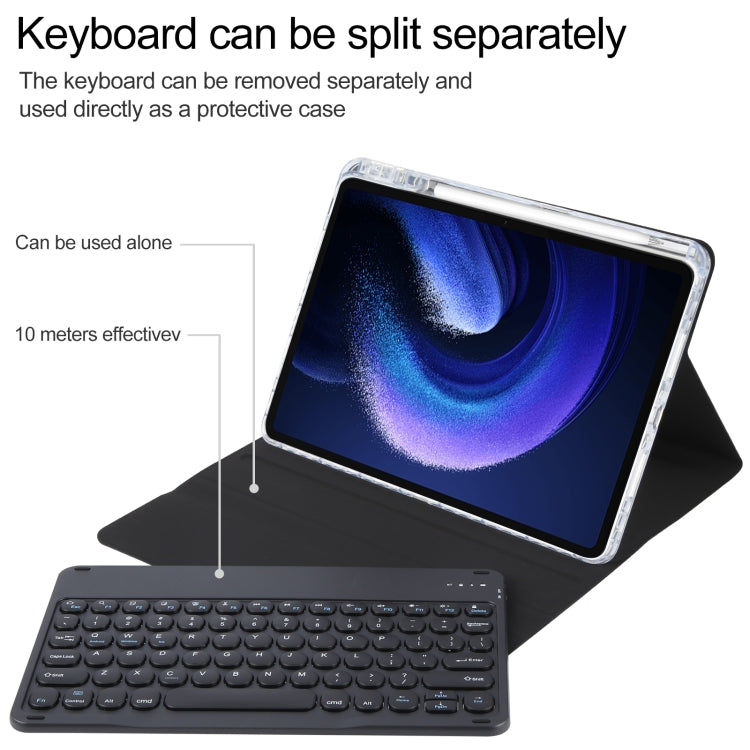 For Xiaomi Pad 6 Round Button Bluetooth Keyboard Rotatable Holder Leather Case(Black) - Xiaomi Keyboard by buy2fix | Online Shopping UK | buy2fix