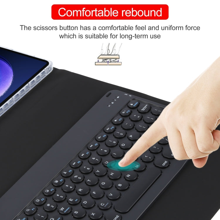 For Xiaomi Pad 6 Round Button Bluetooth Keyboard Rotatable Holder Leather Case(Black) - Xiaomi Keyboard by buy2fix | Online Shopping UK | buy2fix