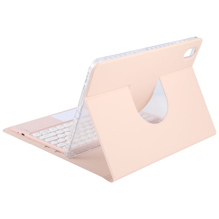 For Xiaomi Pad 6 Round Button Bluetooth Keyboard Rotatable Holder Leather Case with Touchpad(Rose Gold) - Xiaomi Keyboard by buy2fix | Online Shopping UK | buy2fix