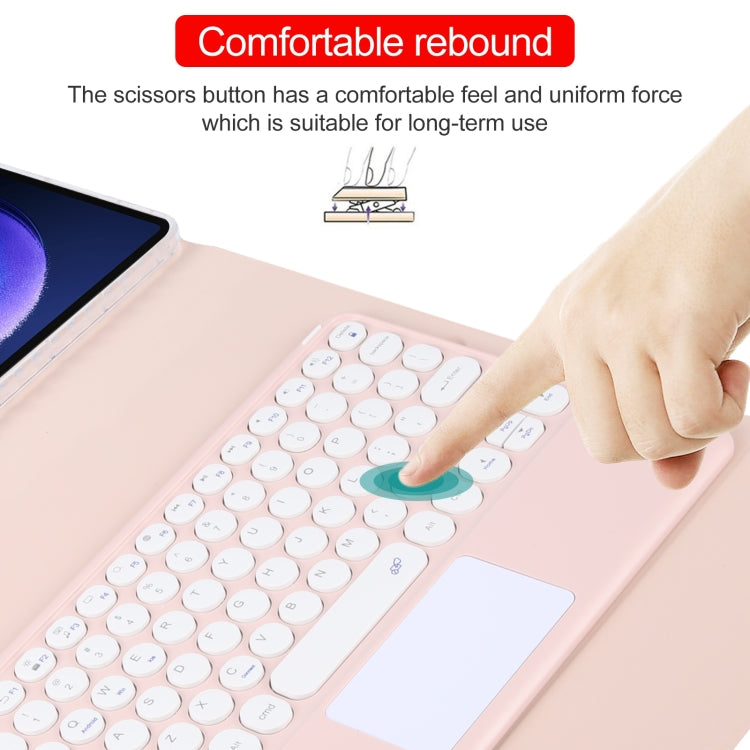 For Xiaomi Pad 6 Round Button Bluetooth Keyboard Rotatable Holder Leather Case with Touchpad(Rose Gold) - Xiaomi Keyboard by buy2fix | Online Shopping UK | buy2fix