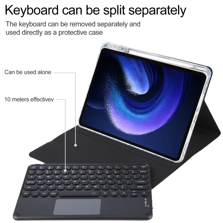 For Xiaomi Pad 6 Round Button Bluetooth Keyboard Rotatable Holder Leather Case with Touchpad(Black) - Xiaomi Keyboard by buy2fix | Online Shopping UK | buy2fix