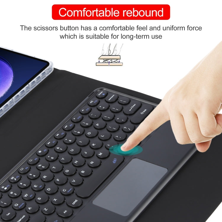 For Xiaomi Pad 6 Round Button Bluetooth Keyboard Rotatable Holder Leather Case with Touchpad(Black) by buy2fix