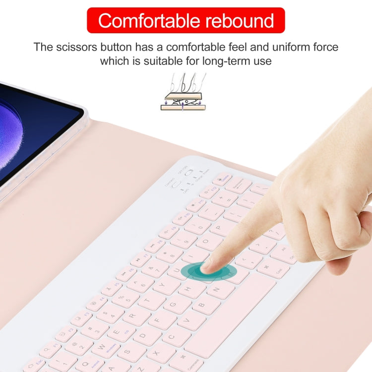 For Xiaomi Pad 6 Square Button Bluetooth Keyboard Rotatable Holder Leather Case(Rose Gold) by buy2fix