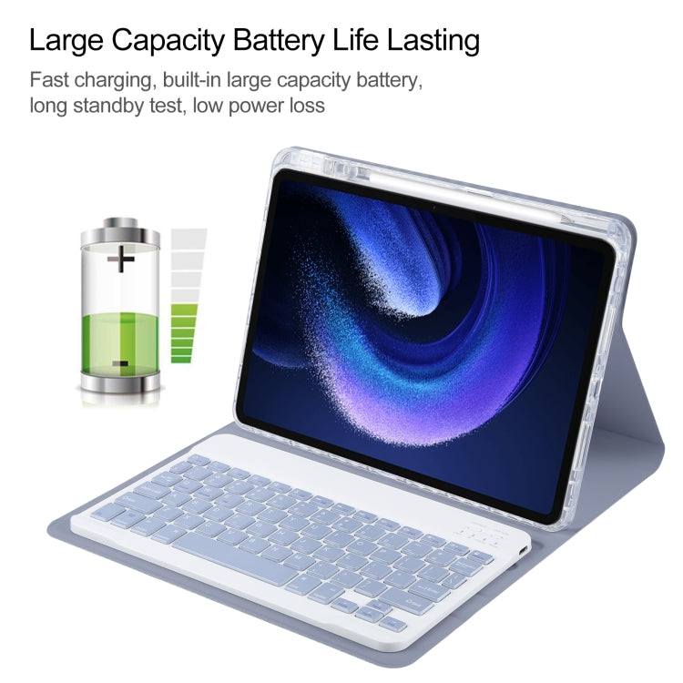 For Xiaomi Pad 6 Square Button Bluetooth Keyboard Rotatable Holder Leather Case(Lavender Purple) - Xiaomi Keyboard by buy2fix | Online Shopping UK | buy2fix