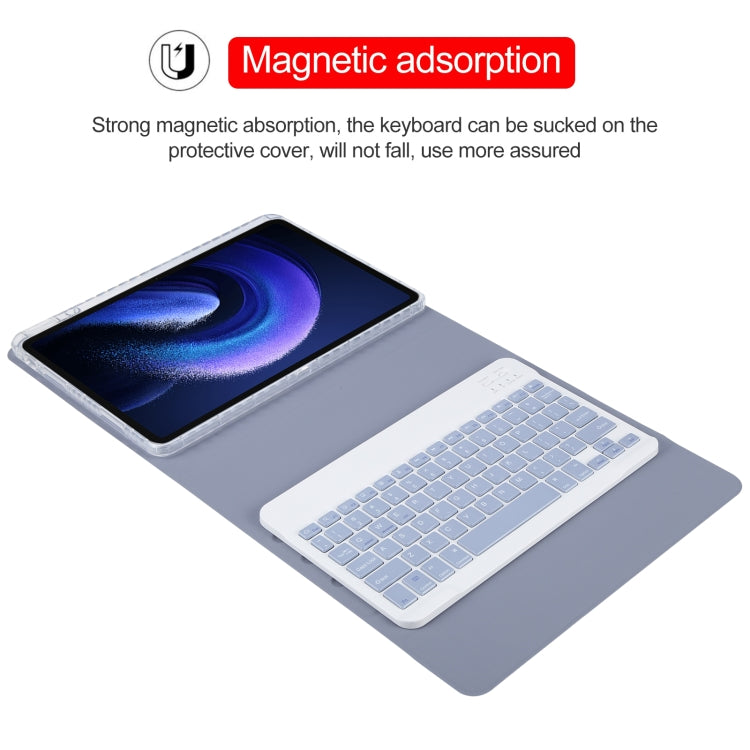 For Xiaomi Pad 6 Square Button Bluetooth Keyboard Rotatable Holder Leather Case(Lavender Purple) - Xiaomi Keyboard by buy2fix | Online Shopping UK | buy2fix