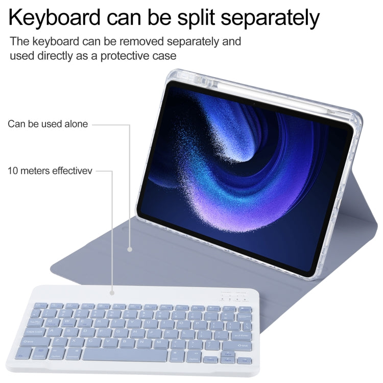 For Xiaomi Pad 6 Square Button Bluetooth Keyboard Rotatable Holder Leather Case(Lavender Purple) - Xiaomi Keyboard by buy2fix | Online Shopping UK | buy2fix