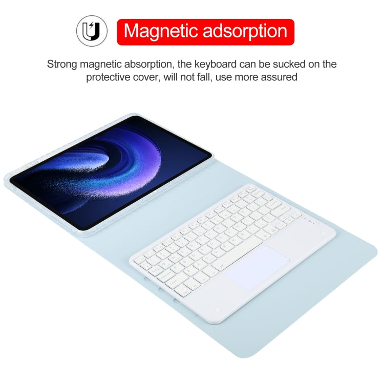 For Xiaomi Pad 6 Square Button Bluetooth Keyboard Rotatable Holder Leather Case with Touchpad(Sky Blue) - Xiaomi Keyboard by buy2fix | Online Shopping UK | buy2fix