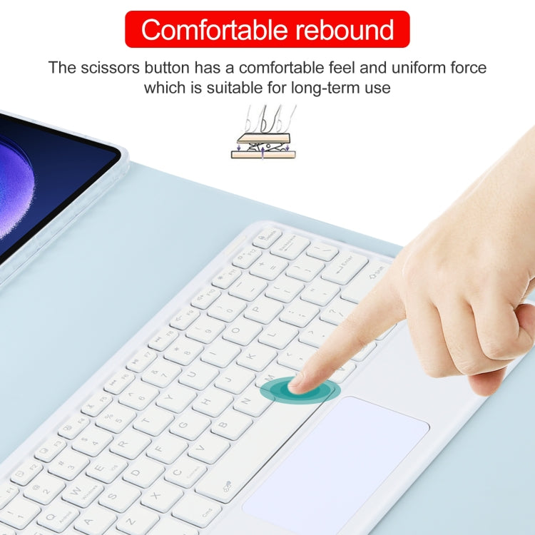 For Xiaomi Pad 6 Square Button Bluetooth Keyboard Rotatable Holder Leather Case with Touchpad(Sky Blue) - Xiaomi Keyboard by buy2fix | Online Shopping UK | buy2fix