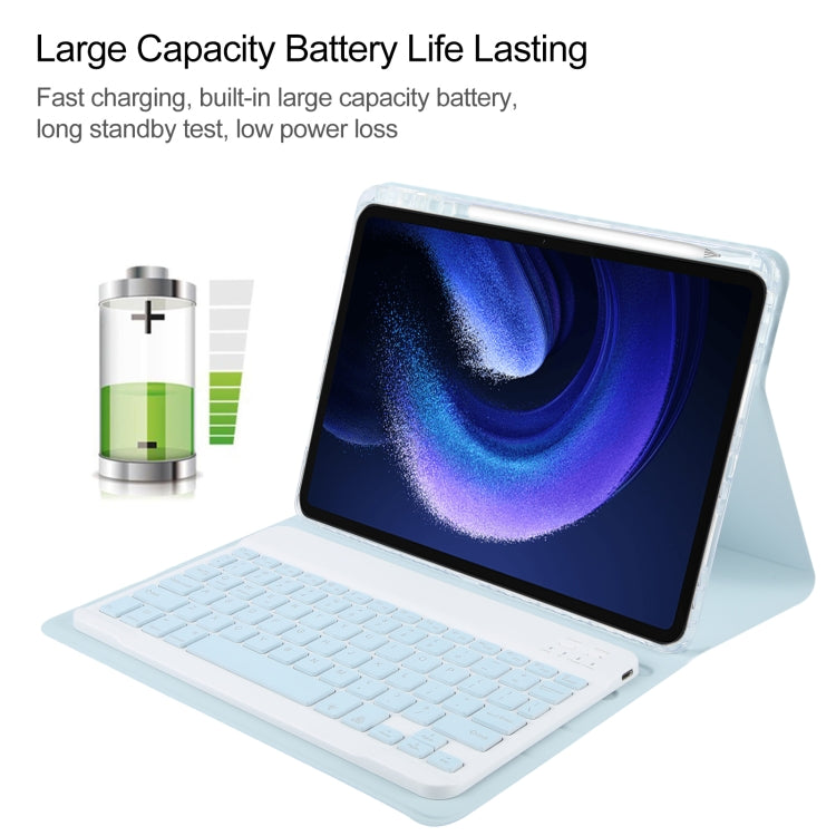 For Xiaomi Pad 6 Square Button Backlight Bluetooth Keyboard Rotatable Holder Leather Case(Sky Blue) - Xiaomi Keyboard by buy2fix | Online Shopping UK | buy2fix