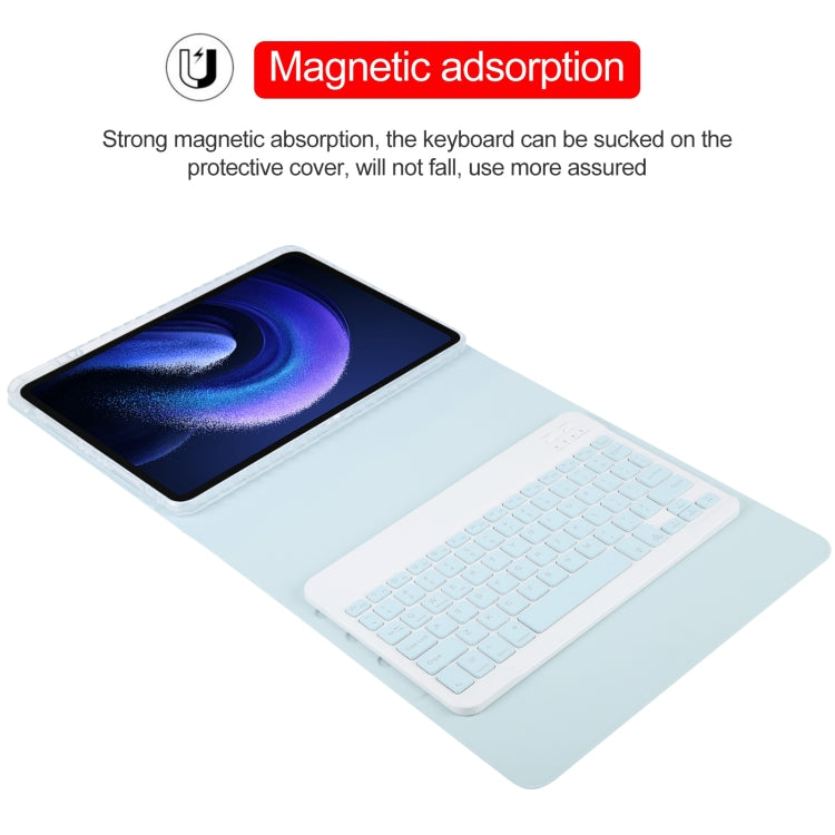 For Xiaomi Pad 6 Square Button Backlight Bluetooth Keyboard Rotatable Holder Leather Case(Sky Blue) - Xiaomi Keyboard by buy2fix | Online Shopping UK | buy2fix