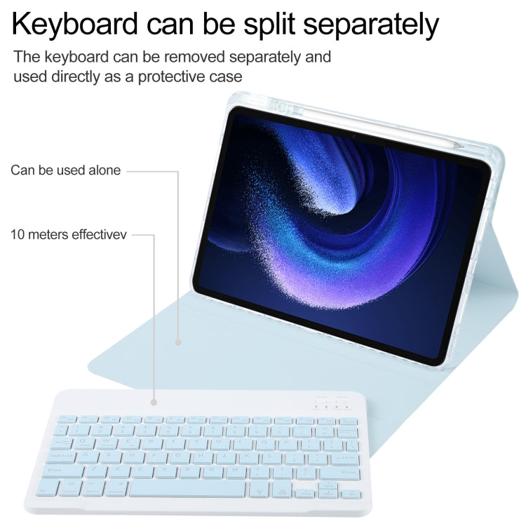 For Xiaomi Pad 6 Square Button Backlight Bluetooth Keyboard Rotatable Holder Leather Case(Sky Blue) - Xiaomi Keyboard by buy2fix | Online Shopping UK | buy2fix