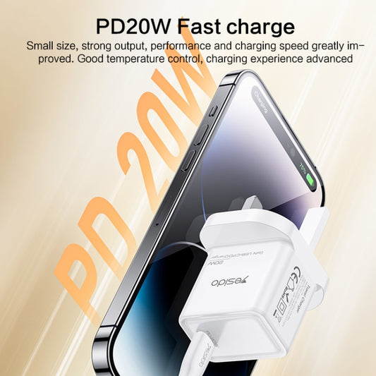 Yesido YC79 PD20W Dual Port Type-C GaN Charger, UK Plug by Yesido