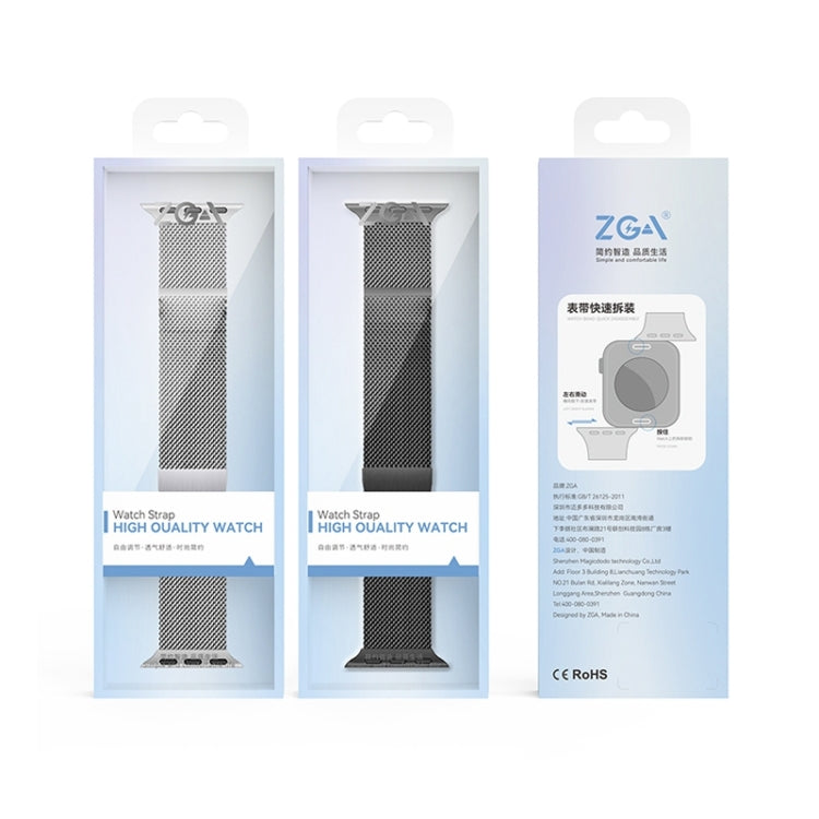 For Apple Watch Series 3 42mm ZGA Milanese Magnetic Metal Watch Band(Black) by ZGA