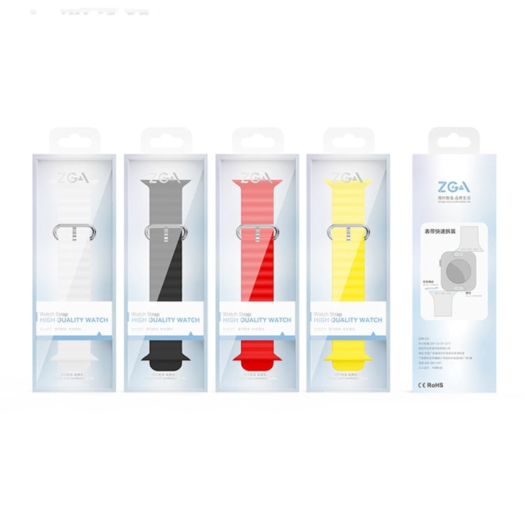 For Apple Watch Series 10 46mm ZGA Ocean Silicone Watch Band(White) by ZGA