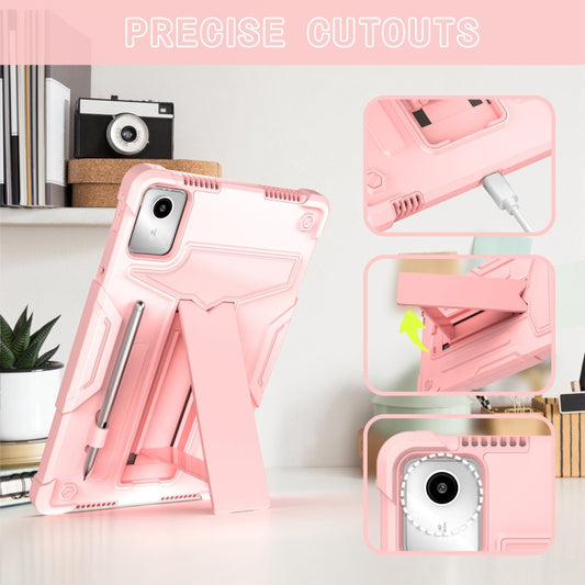 For Lenovo Tab M11/ Xiaoxin Pad 11 2024 T Holder Robot Silicone Hybrid PC Tablet Case(Rose Gold) by buy2fix