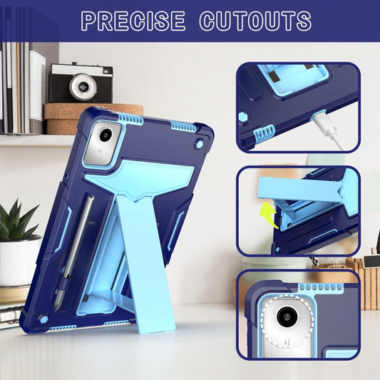 For Lenovo Tab M11/ Xiaoxin Pad 11 2024 T Holder Robot Silicone Hybrid PC Tablet Case(Navy Blue Blue) by buy2fix