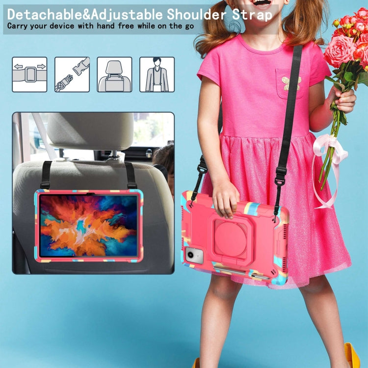 For Lenovo Tab M11/ Xiaoxin Pad 11 2024 Handle Robot Silicone Hybrid PC Tablet Case(Camouflage Rose Red) by buy2fix