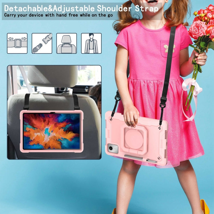 For Lenovo Tab M11/ Xiaoxin Pad 11 2024 Handle Robot Silicone Hybrid PC Tablet Case(Rose Gold) by buy2fix