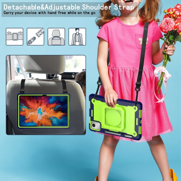 For Lenovo Tab M11/ Xiaoxin Pad 11 2024 Handle Robot Silicone Hybrid PC Tablet Case(Navy Yellow Green) by buy2fix