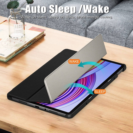 For Xiaomi Redmi Pad Pro 12.1 Custer Pure Color 3-Fold Stand Leather Smart Tablet Case(Black) by buy2fix