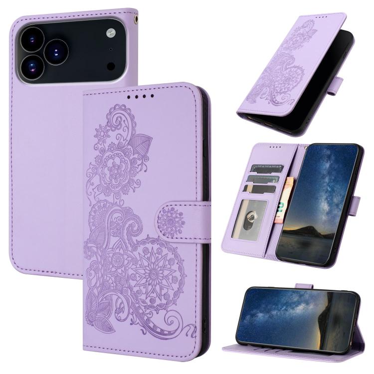 For iPhone 17 Pro Max Datura Flower Embossed Flip Leather Phone Case(Purple) - iPhone 17 Pro Max Cases by buy2fix | Online Shopping UK | buy2fix