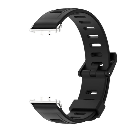 For Samsung Galaxy Fit 3 Mijobs Flat Hole Silicone Watch Band(Black+Silver) by MIJOBS