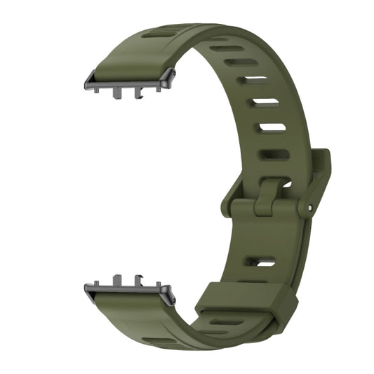 For Samsung Galaxy Fit 3 Mijobs Flat Hole Silicone Watch Band(Army Green+Black) by MIJOBS