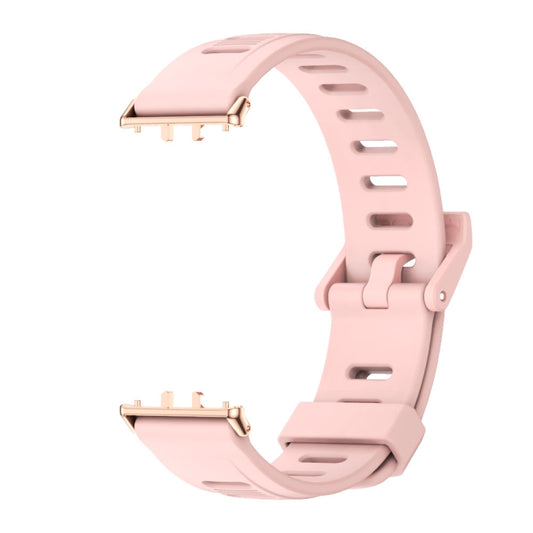 For Samsung Galaxy Fit 3 Mijobs Flat Hole Silicone Watch Band(Pink+Rose Gold) by MIJOBS
