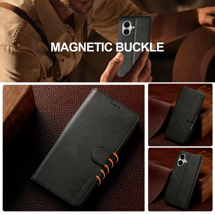 LC.IMEEKE Calf Texture Horizontal Flip Leather Case For iPhone 17(Black) - iPhone 17 Cases by LC.IMEEKE | Online Shopping UK | buy2fix