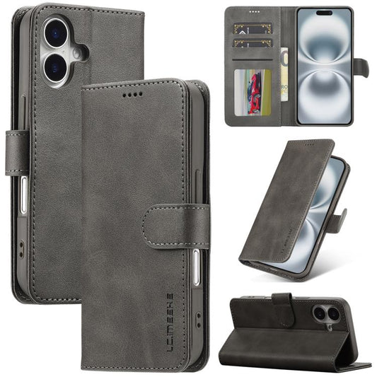 LC.IMEEKE Calf Texture Horizontal Flip Leather Case For iPhone 17(Grey) - iPhone 17 Cases by LC.IMEEKE | Online Shopping UK | buy2fix