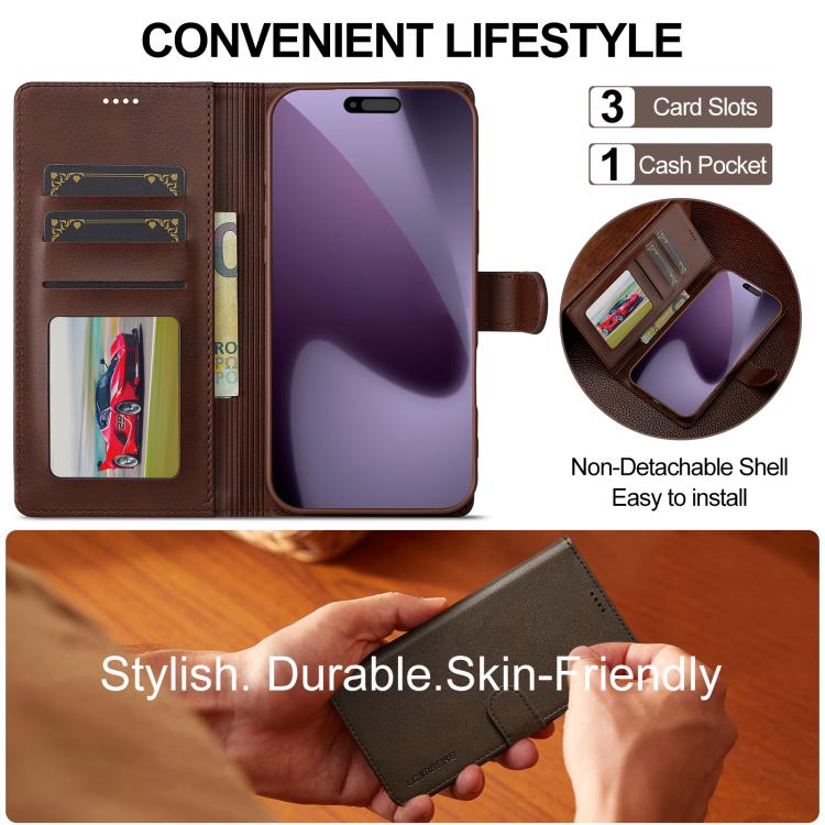 LC.IMEEKE Calf Texture Horizontal Flip Leather Case For iPhone 17 Pro Max(Brown) - iPhone 17 Pro Max Cases by LC.IMEEKE | Online Shopping UK | buy2fix