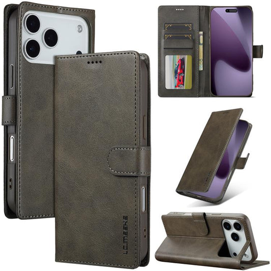 LC.IMEEKE Calf Texture Horizontal Flip Leather Case For iPhone 17 Pro Max(Grey) - iPhone 17 Pro Max Cases by LC.IMEEKE | Online Shopping UK | buy2fix
