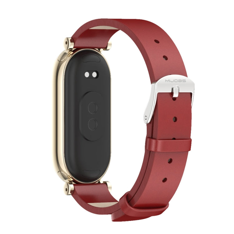 For Xiaomi Smart Band 10 / 9 / 8 Mijobs GT4 First Layer Cowhide Watch Band(Red Light Gold) - Watch Bands by MIJOBS | Online Shopping UK | buy2fix