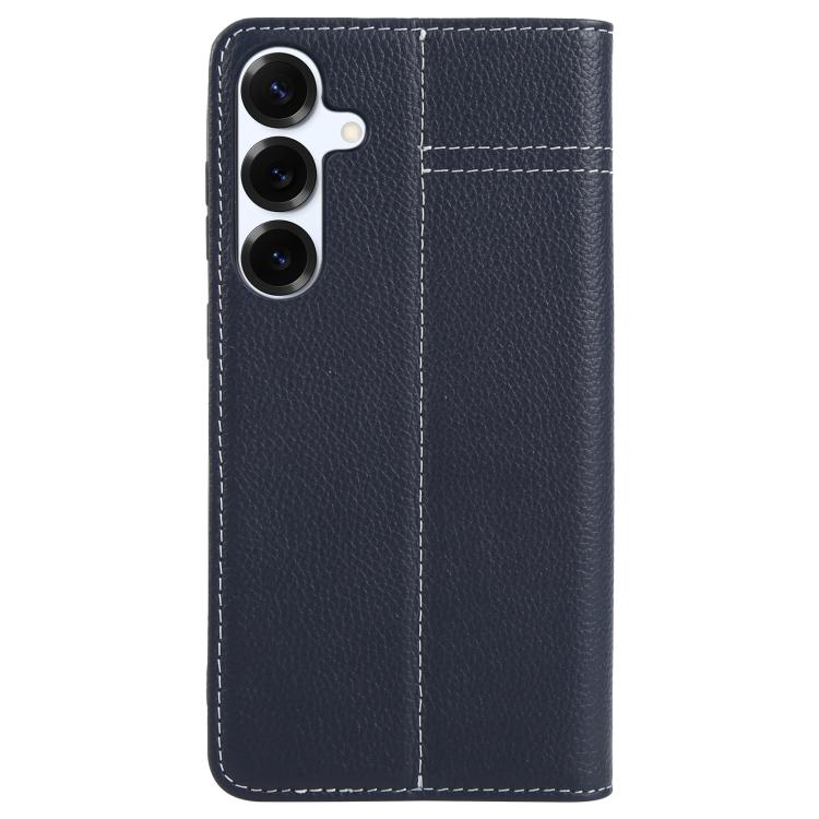 For Samsung Galaxy S25+ 5G GEBEI Top-grain Horizontal Flip Leather Phone Case(Blue) - Galaxy S25+ 5G Cases by GEBEI | Online Shopping UK | buy2fix