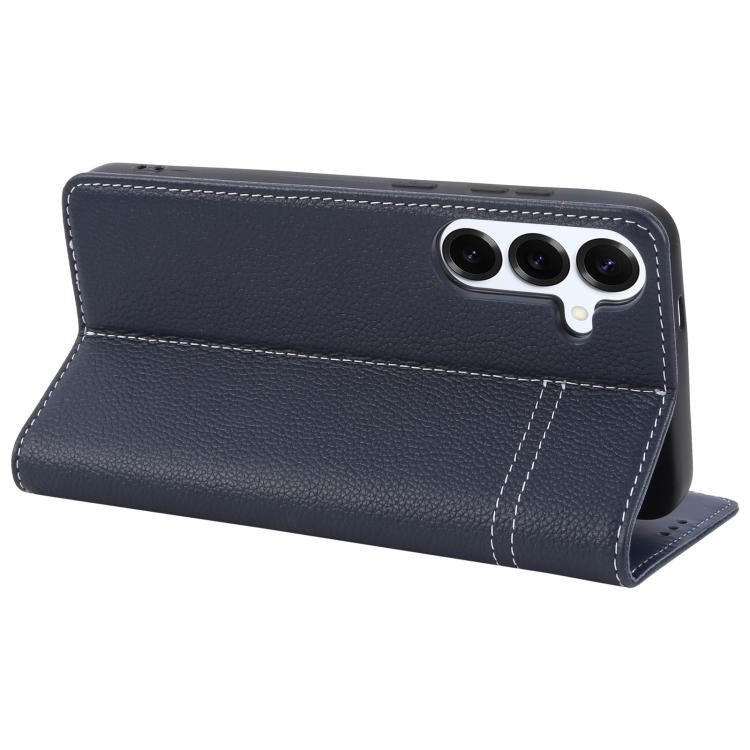 For Samsung Galaxy S25+ 5G GEBEI Top-grain Horizontal Flip Leather Phone Case(Blue) - Galaxy S25+ 5G Cases by GEBEI | Online Shopping UK | buy2fix